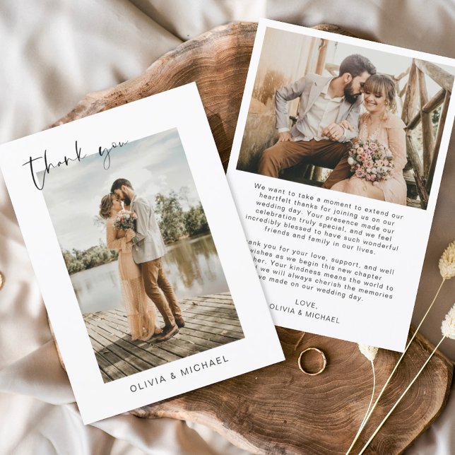 Budget Simple Photo Wedding Elegant Thank You Card (Creator Uploaded)