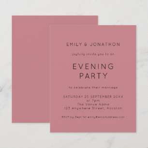 Budget Simple Pink Wedding Evening Party Invite