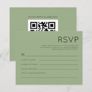 Budget Simple QR Code Sage Green Wedding RSVP