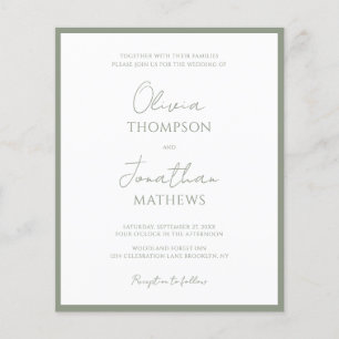 BUDGET Simple Sage Green Script Photo Wedding