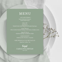 Budget Simple Sage Green Wedding Menu