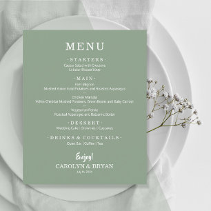 Budget Simple Sage Green Wedding Menu