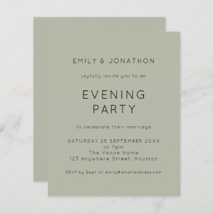 Budget Simple Sage Wedding Evening Party Invite