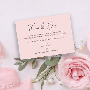 Budget simple script baby shower thank you card