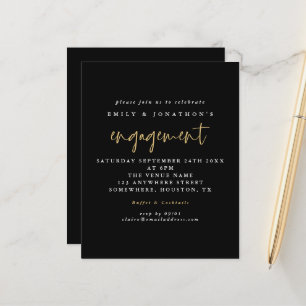 Budget Simple Script Gold Black Engagement Invite