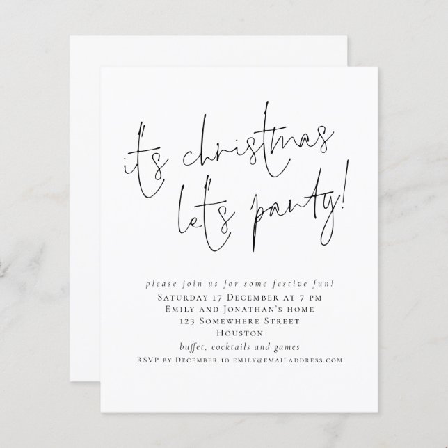 Budget Simple Script Its Christmas Lets Party (Front/Back)