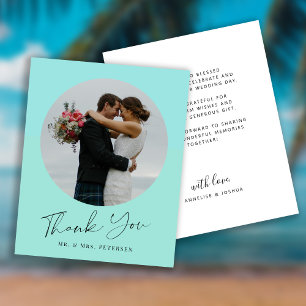 Budget simple script photo wedding thank you card
