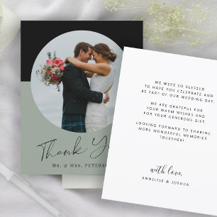 Budget simple script photo wedding thank you card