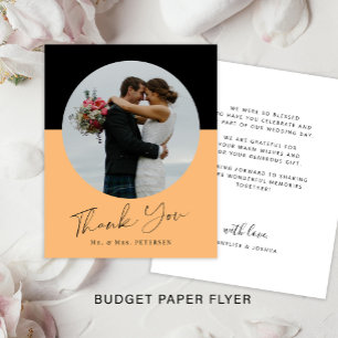 Budget simple script photo wedding thank you flyer