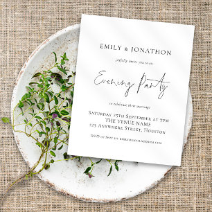 Budget Simple Script Wedding Evening Party Invite