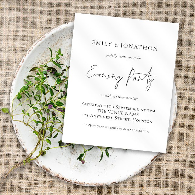 Budget Simple Script Wedding Evening Party Invite (Creator Uploaded)
