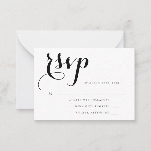 Budget Simple Script Wedding RSVP Card (Front)