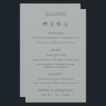 Budget Simple Silvery Sage Green Wedding Menu<br><div class="desc">Simple Typography Silvery Sage Green Wedding Menu. A budget price size 5.5” x 8.5”,  You can also change the font style and colours and the background colours on the front and back if you wish via the Click to Customise Further option.</div>