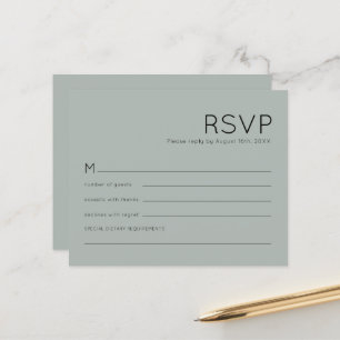 Budget Simple Silvery Sage Green Wedding RSVP