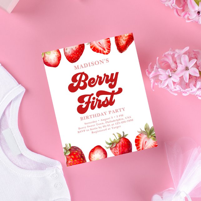 Budget Simple Strawberry Berry First Birthday  (Creator Uploaded)