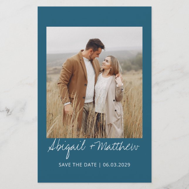Budget Simple Teal Save The Date Invitation (Front)
