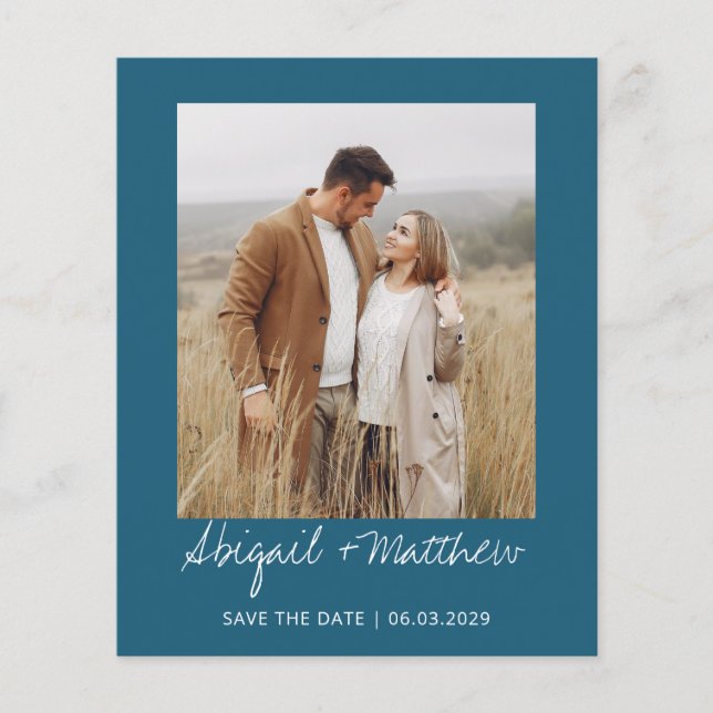Budget Simple Teal Save The Date Invitation Flyer (Front)