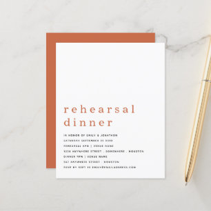 Budget Simple Terracotta Rehearsal Dinner Invite