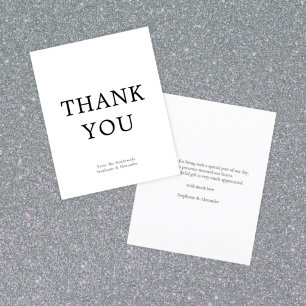 Budget Simple Text Black White Wedding Thank You