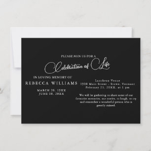 Budget Simple Text Celebration of Life Invitations