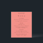 Budget Simple Text Coral Rose Pink Wedding Menu<br><div class="desc">Simple Text Coral Rose Pink Wedding Menu. A budget price SMALLER 4.5” x 5.6” alternative. Available in a SEMI GLOSS 110 lb CARD STOCK which is the default option (recommended for invitations, similar to the thickness of a postcard), OR a SATIN FINISH 80 lb THINNER PAPER STOCK (ideal for enclosures)....</div>