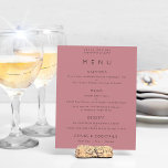 Budget Simple Text Dusty Rose Pink Wedding Menu<br><div class="desc">Simple Text Dusty Rose Pink Wedding Menu. A budget price SMALLER 4.5” x 5.6” alternative. Available in a SEMI GLOSS 110 lb CARD STOCK which is the default option (recommended for invitations, similar to the thickness of a postcard), OR a SATIN FINISH 80 lb THINNER PAPER STOCK (ideal for enclosures)....</div>