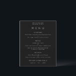 Budget Simple Text White Black Wedding Menu<br><div class="desc">Simple Text White Black Wedding Menu. A budget price SMALLER 4.5” x 5.6” alternative. Available in a SEMI GLOSS 110 lb CARD STOCK which is the default option (recommended for invitations, similar to the thickness of a postcard), OR a SATIN FINISH 80 lb THINNER PAPER STOCK (ideal for enclosures). You...</div>