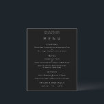 Budget Simple Text White Black Wedding Menu<br><div class="desc">Simple Text White Black Wedding Menu. A budget price SMALLER 4.5” x 5.6” alternative. Available in a SEMI GLOSS 110 lb CARD STOCK which is the default option (recommended for invitations, similar to the thickness of a postcard), OR a SATIN FINISH 80 lb THINNER PAPER STOCK (ideal for enclosures). You...</div>