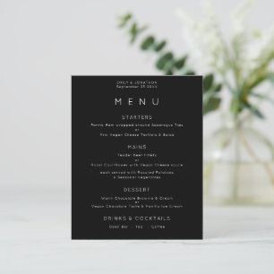 Budget Simple Text White Black Wedding Menu