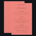Budget Simple Typography Coral Rose Wedding Menu<br><div class="desc">Simple Typography Coral Rose Wedding Menu. A budget price size 5.5” x 8.5”,  You can also change the font style and colours and the background colours on the front and back if you wish via the Click to Customise Further option.</div>
