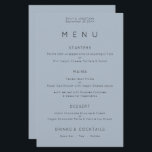 Budget Simple Typography Dusty Blue Wedding Menu<br><div class="desc">Simple Typography Dusty Blue Wedding Menu. A budget price size 5.5” x 8.5”,  You can also change the font style and colours and the background colours on the front and back if you wish via the Click to Customise Further option.</div>