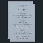 Budget Simple Typography Dusty Blue Wedding Menu<br><div class="desc">Simple Typography Dusty Blue Wedding Menu. A budget price size 5.5” x 8.5”,  You can also change the font style and colours and the background colours on the front and back if you wish via the Click to Customise Further option.</div>