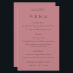 Budget Simple Typography Dusty Rose Wedding Menu<br><div class="desc">Simple Typography Dusty Rose Wedding Menu. A budget price size 5.5” x 8.5”,  You can also change the font style and colours and the background colours on the front and back if you wish via the Click to Customise Further option.</div>