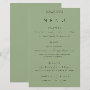 Budget Simple Typography Sage Green Wedding Menu