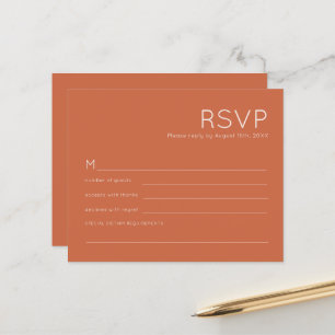 Budget Simple Typography Terracotta Wedding RSVP