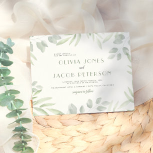 Budget Simple Watercolor Foliage Botanical Wedding