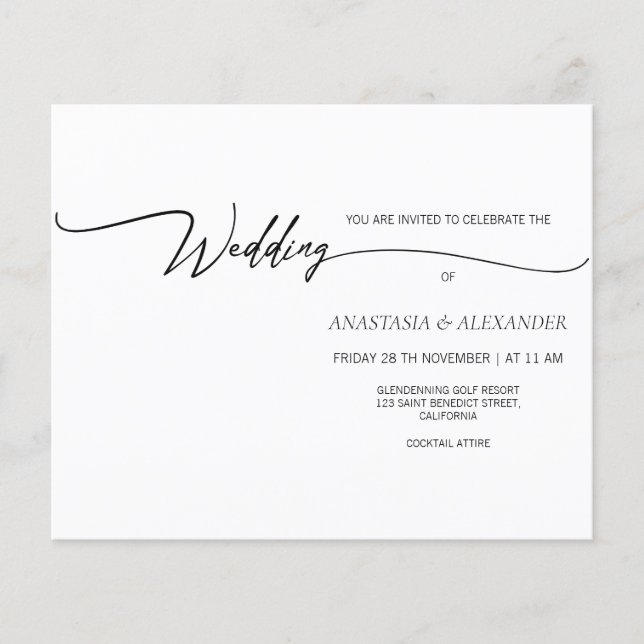 BUDGET Simple wedding invitation. Flyer (Front)