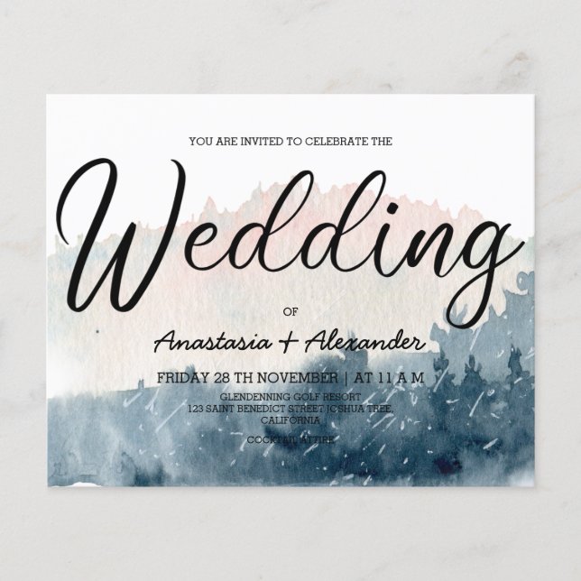 Budget Simple wedding invitation. Flyer (Front)