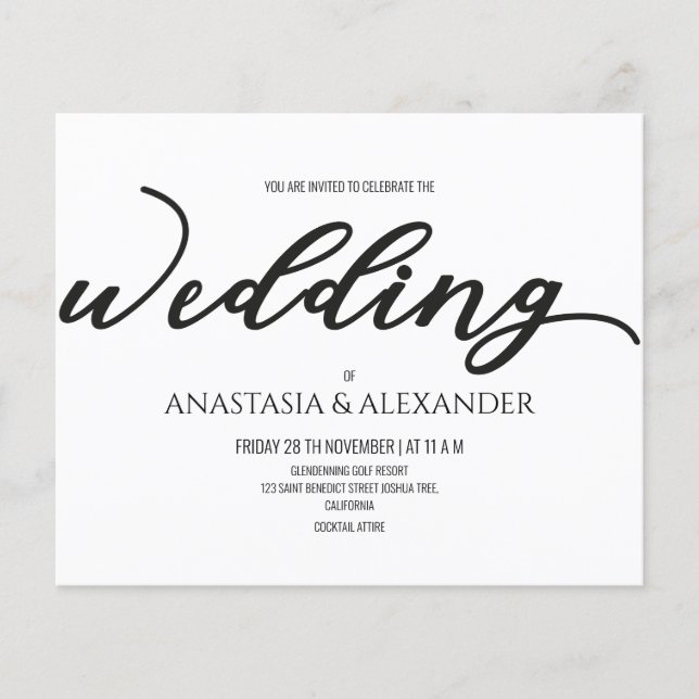 Budget Simple wedding invitation. Flyer (Front)