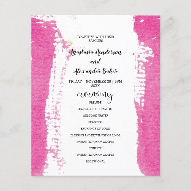 Budget Simple Wedding Program card. Flyer (Front)