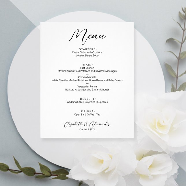 Budget Simple White Wedding Menu (Creator Uploaded)