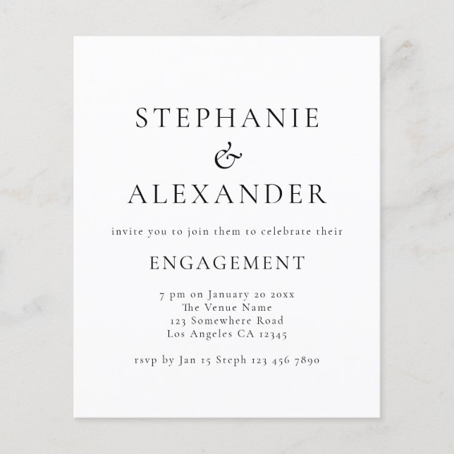 Budget Simply Text Engagement Party (Front)