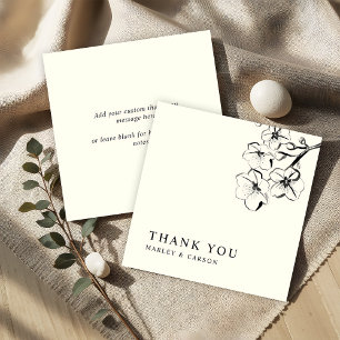 Budget Sketched Floral Wedding Ivory Thank You  Card