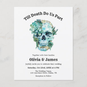 Budget Skull Gothic Halloween Wedding Invitation 