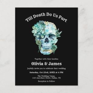 Budget Skull Gothic Halloween Wedding Invitation   Flyer