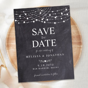 Budget Slate String Lights Wedding Save The Date