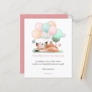 Budget Sleeping Fox Pink Baby Shower Thank You