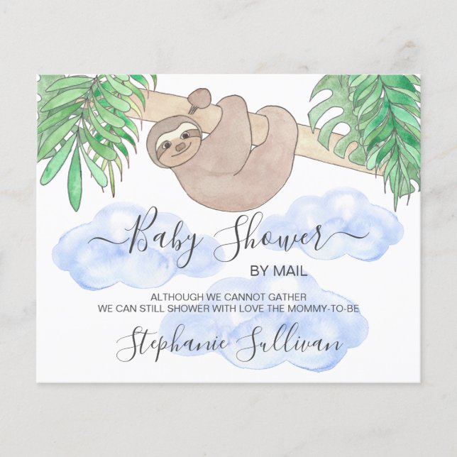 Budget Sloth Boy Baby Shower By Mail Invitation (Front)