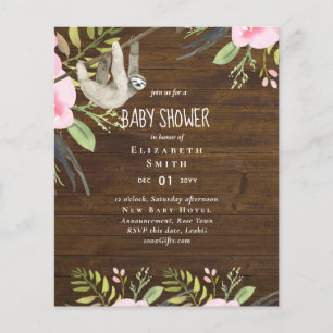 BUDGET Sloth PHOTO BABY Event Invitation Girl Boy Flyer