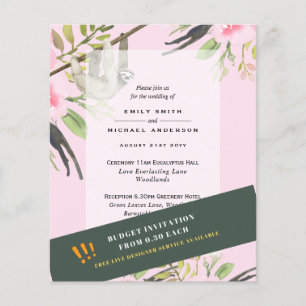 BUDGET SLOTH Wedding INVITES Flyer